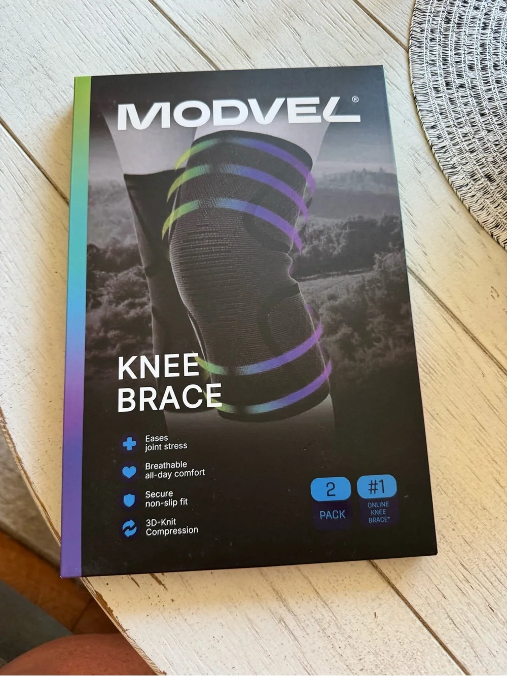 Modvel 2 pack Black Knee Compression Sleeve with Targeted Support